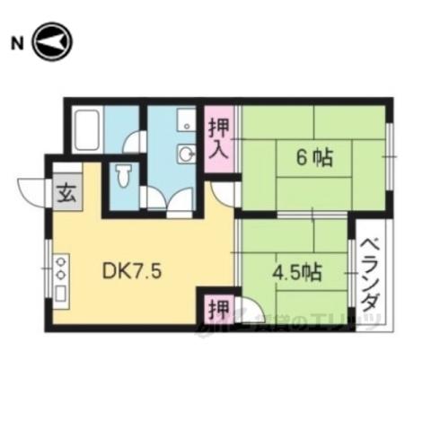 ORYZA東寺(2DK/4階)の間取り写真