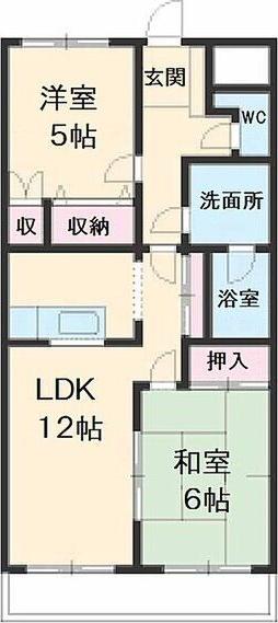 グレイスヴィラK(2LDK/4階)の間取り写真