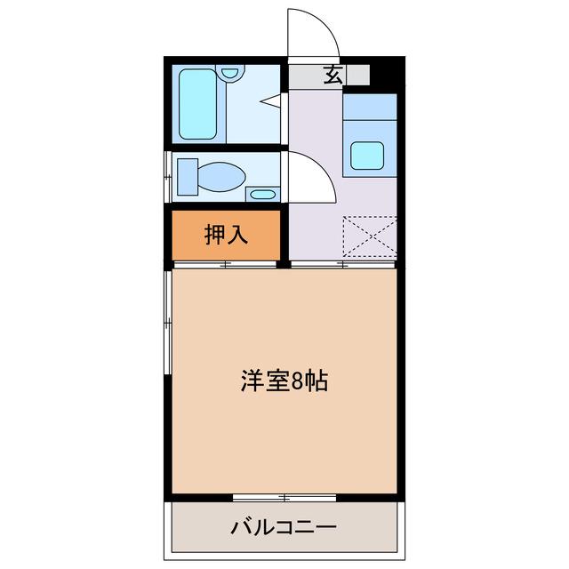 ルーエ磯(1K/1階)の間取り写真