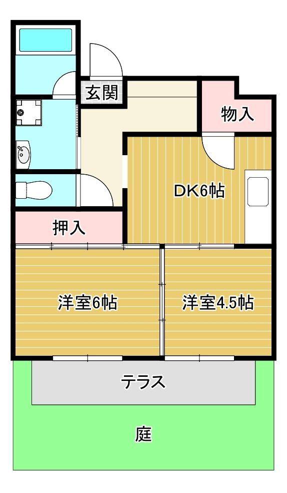 アーテム大橋I(2DK/1階)の間取り写真