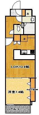 ソレイユ(1LDK/2階)の間取り写真