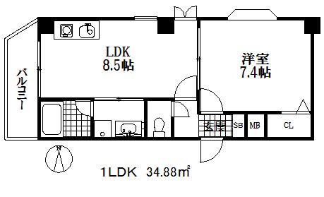ファゼンダ78(1LDK/3階)の間取り写真