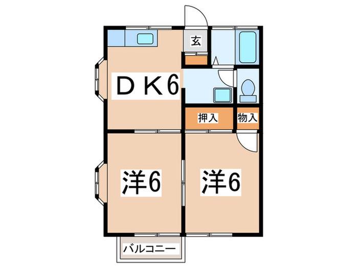 桜ハイツ(2DK/2階)の間取り写真