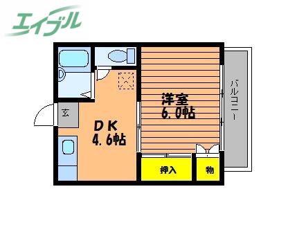 サニープラザ(1DK/2階)の間取り写真