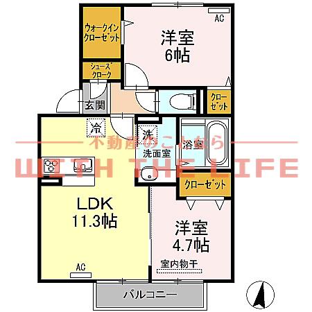 セジュール吉井(2LDK/2階)の間取り写真