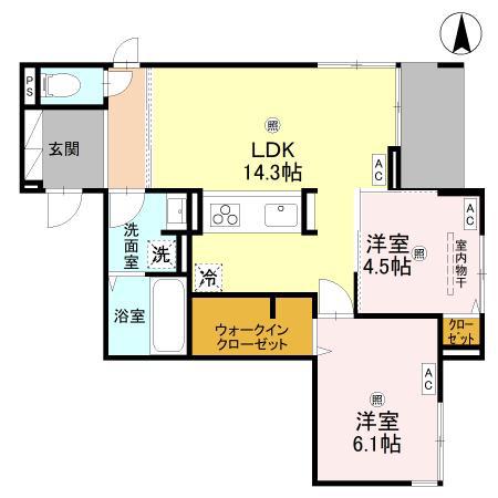 ウエスタンハイツ19(2LDK/1階)の間取り写真