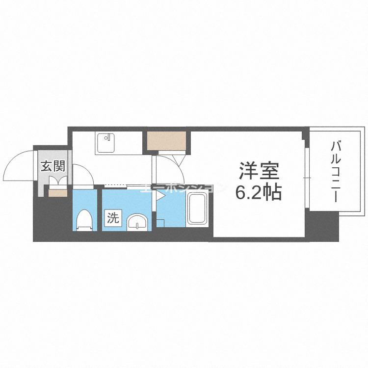セオリー夕陽丘DOOR(1K/8階)の間取り写真