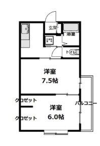 サンライン真岡(2K/4階)の間取り写真