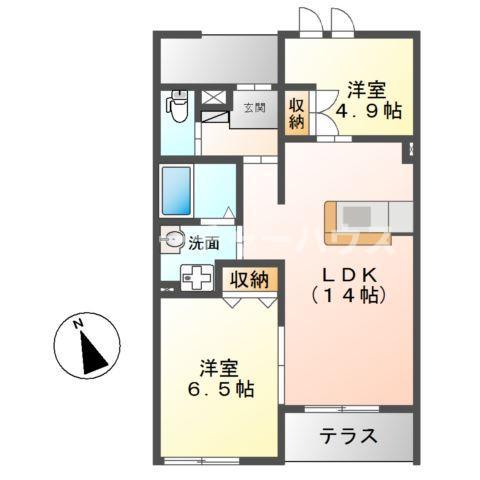 ラ・フォンテ ビー(2LDK/1階)の間取り写真
