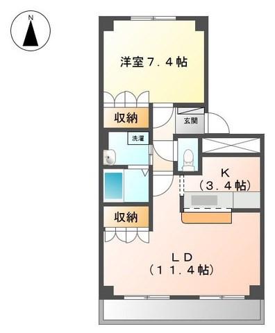 ステイタカダ(1LDK/1階)の間取り写真