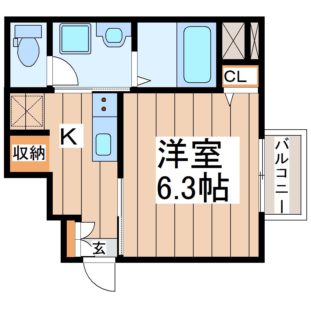 AZUL黒松(1K/1階)の間取り写真