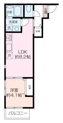CONFITURE三春町(1LDK/1階)の間取り写真