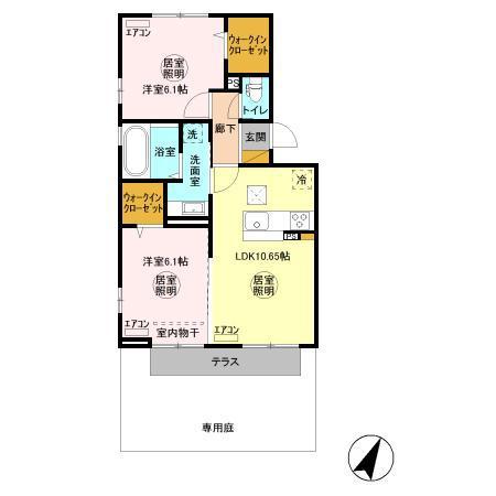 エスポワール(2LDK/1階)の間取り写真