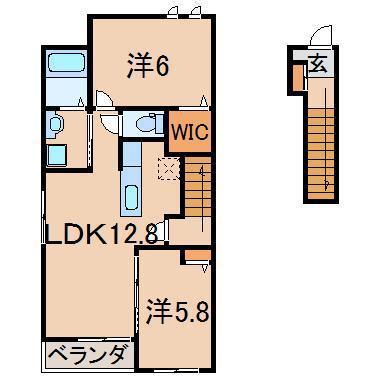 ダイヤモンドプリンセス カレン(2LDK/2階)の間取り写真