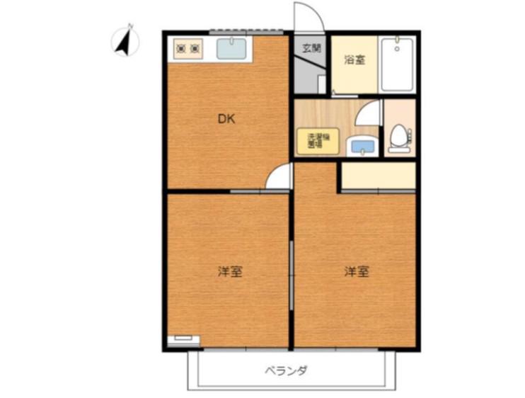 メルベーユI(2DK/1階)の間取り写真