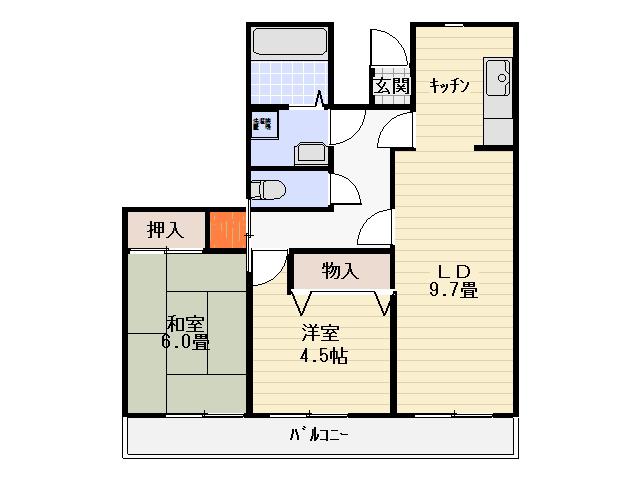 岩立ハイツ(2LDK/4階)の間取り写真