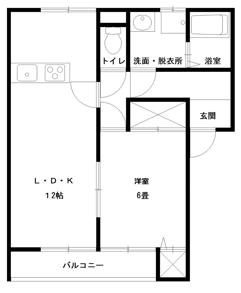 コーポサンロード A棟(1LDK/2階)の間取り写真