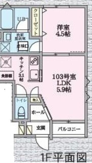 エクセルピア萩中3番館(1LDK/1階)の間取り写真