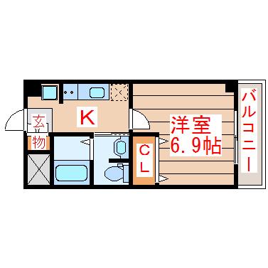 グランドール参番館(1K/1階)の間取り写真