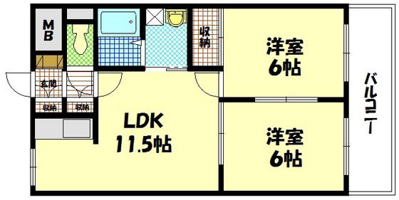 マルベリーヒルズ(2LDK/1階)の間取り写真