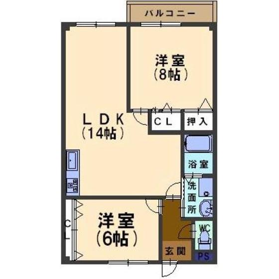 オクト北町(2LDK/3階)の間取り写真