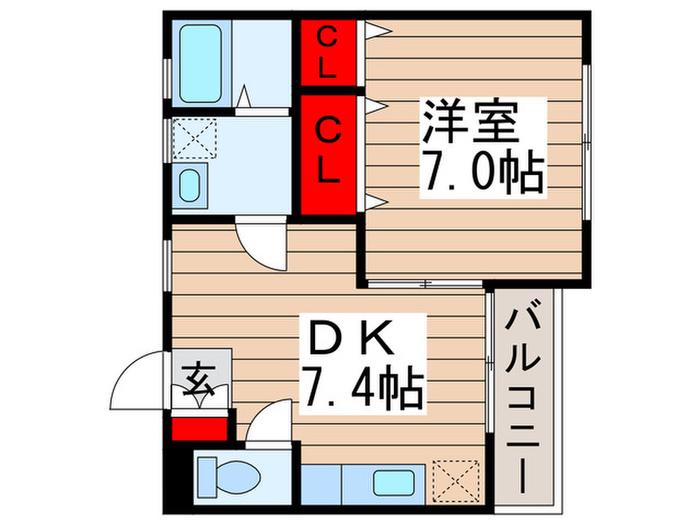 冨士ハイム(1DK/2階)の間取り写真