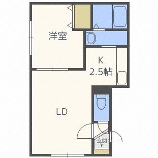 グローリー麻生(1LDK/2階)の間取り写真