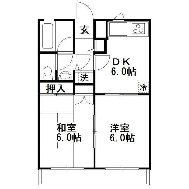 グリーンパレス(2DK/3階)の間取り写真