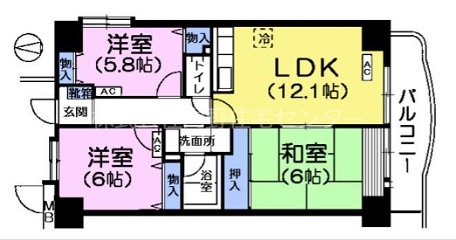 マノワール泉(3LDK/2階)の間取り写真