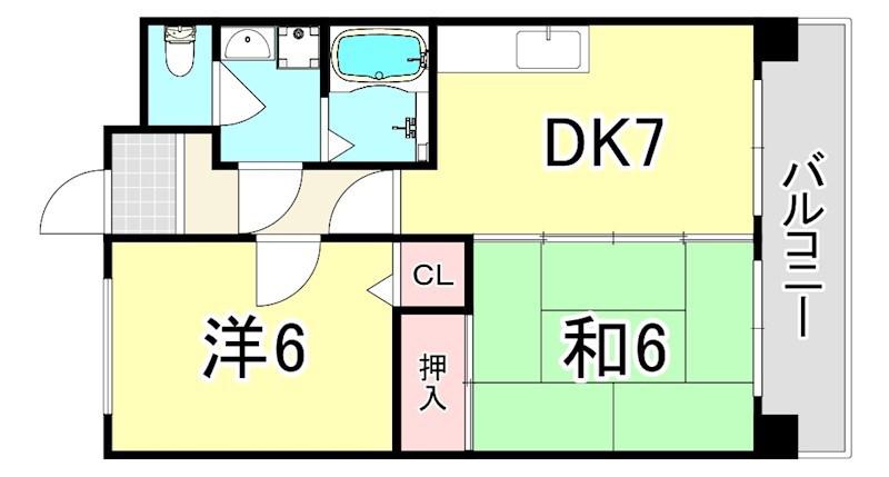 クイーンコート立花(2DK/3階)の間取り写真