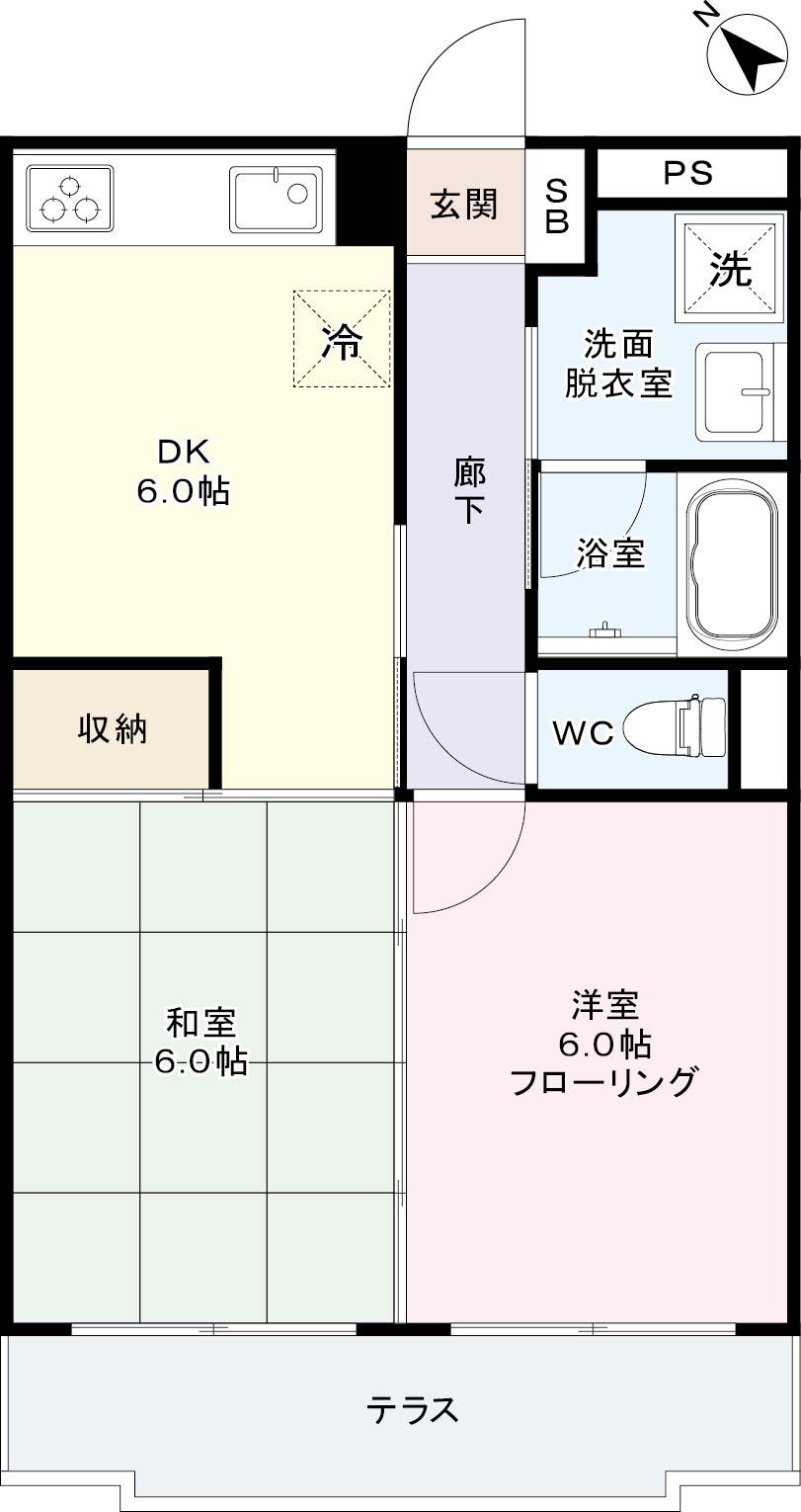 エスタシオン渋谷(2DK/1階)の間取り写真