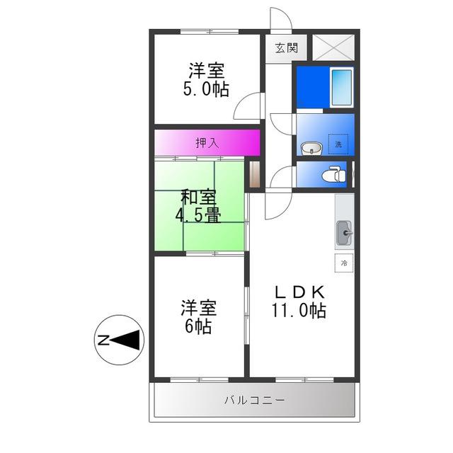カサセラミカ(3LDK/1階)の間取り写真