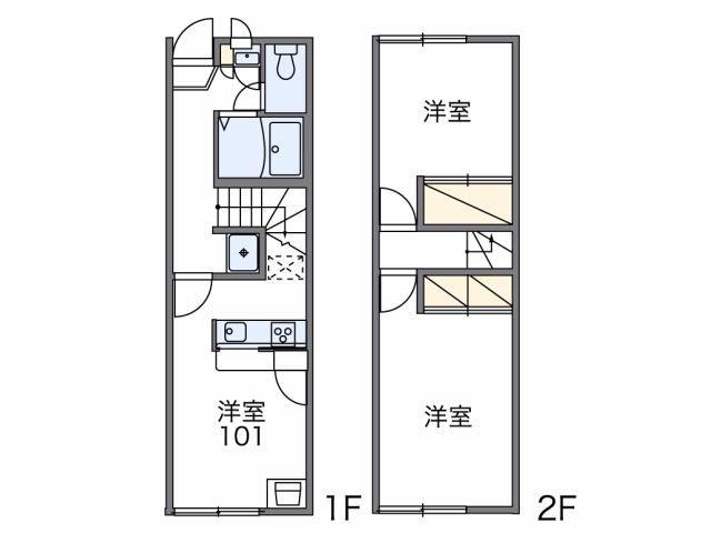 レオパレスアビテ湘南(2DK/1階)の間取り写真