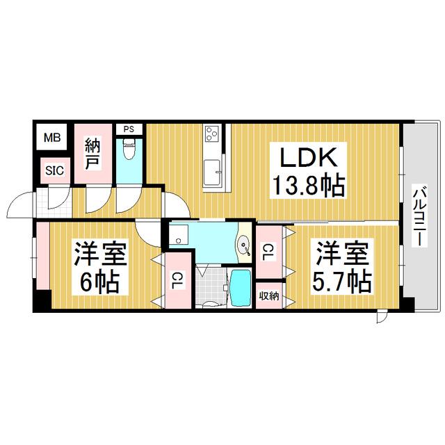 VILLA DEST OHTEB(2LDK/5階)の間取り写真