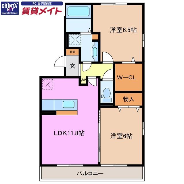 インフィニストリア(2LDK/3階)の間取り写真