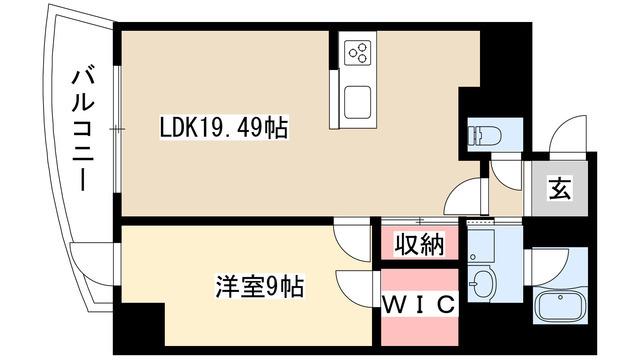 BLANCASA久屋大通(1LDK/10階)の間取り写真