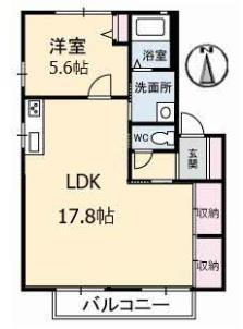 ディアス山手C棟(1LDK/2階)の間取り写真