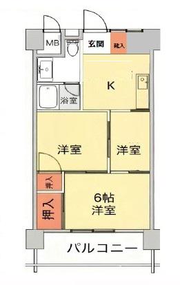 東陽町ハイホームA棟(3K/2階)の間取り写真