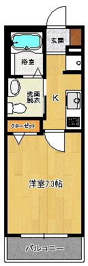 グリーンピア福寿II(1K/1階)の間取り写真