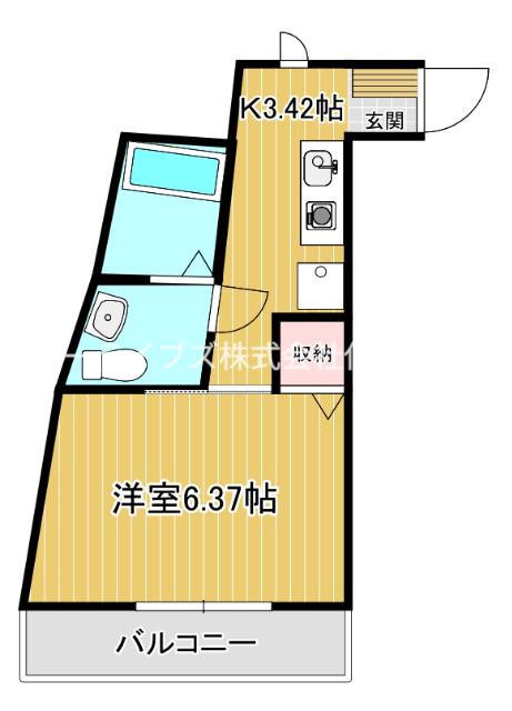 オネストビル(1K/4階)の間取り写真