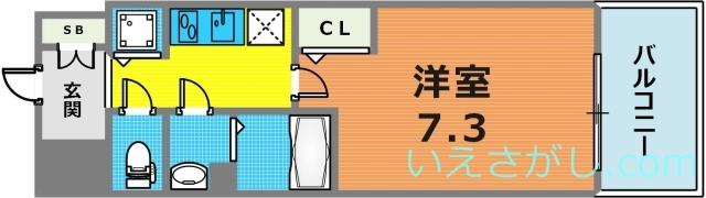 プレサンス三宮フラワーロード(1K/8階)の間取り写真