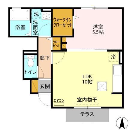 プランドール(1LDK/1階)の間取り写真