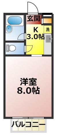 エスポワール原(1K/1階)の間取り写真
