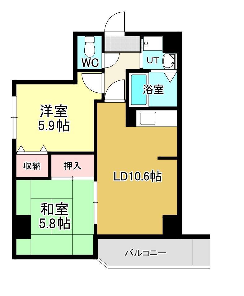 ハーバーシティサトウ(2LDK/5階)の間取り写真