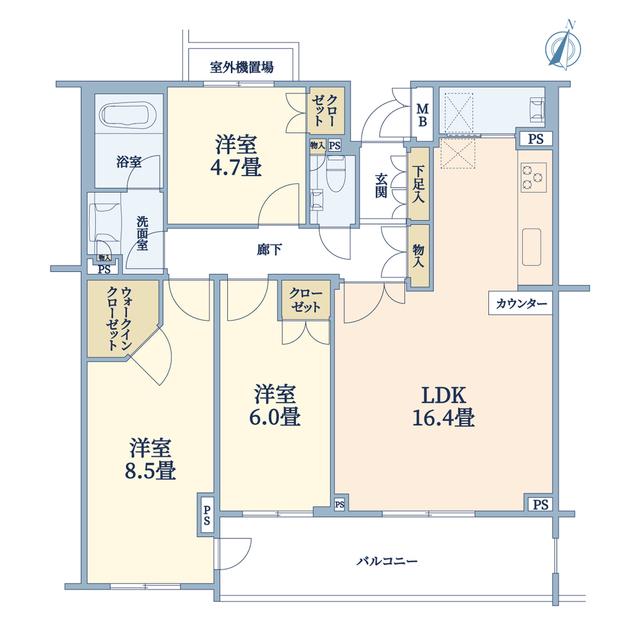 パルテール深沢(3LDK/3階)の間取り写真