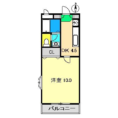 アメーヌセゾンIII(1DK/1階)の間取り写真