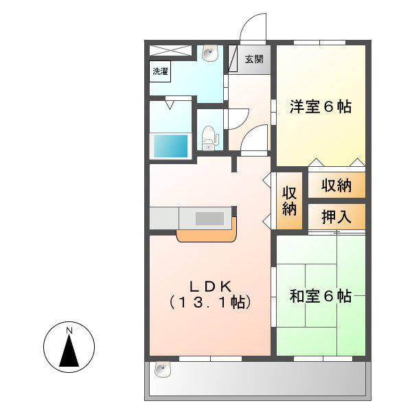 サンルーム秋桜(2LDK/1階)の間取り写真
