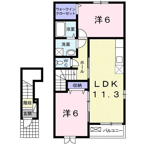 ブリートB(2LDK/2階)の間取り写真