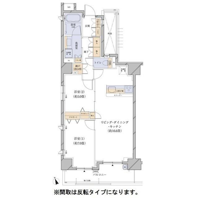ルネアージュ横浜(2LDK/4階)の間取り写真