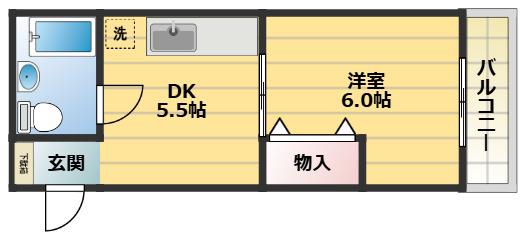 西が丘レヂデンス(1DK/2階)の間取り写真